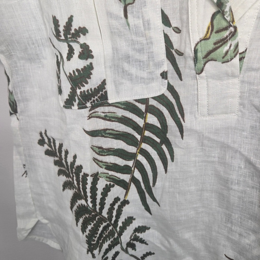 Anthropologie 100% Linen Tropical Leaf Print Button Front Blouse Size S - Picture 5 of 5